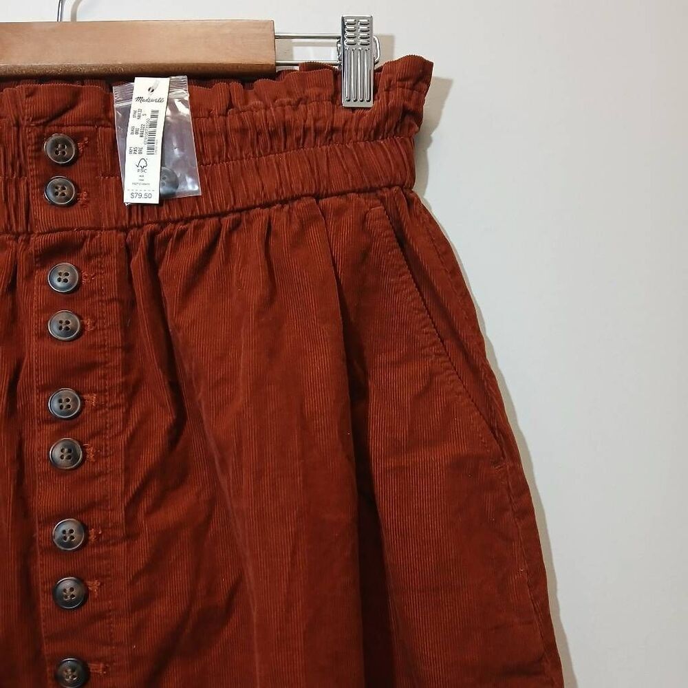 Madewell Womens Small corduroy mini skirt rust brown copper flare full - Picture 4 of 8